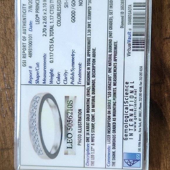 Kay Jewelers Leo Princess 14 Karat White Gold Diamond Wedding Ring And Band - Picture 6 of 10